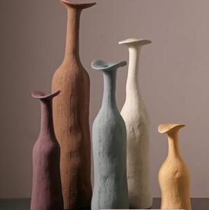 贝汉美莫兰迪创意花瓶摆件简约艺术玄关客厅插花陶瓷家居装饰品