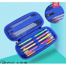 米小圈笔袋 帆布笔袋 文具盒文具EVA 蓝色 卡通文具盒小学生男女铅笔盒3D大容量防水耐压静音米小圈周边文创 玫红蓝色双色可选