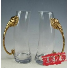 喜庆吉祥啤酒对杯玻璃合金送朋友亲戚结婚礼物新款创意艺术酒杯具